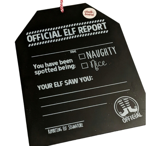 NWT! Novelty Chalkboard Official Elf Report Hanging Tag/Sign | Large 7. - Picture 3 of 9
